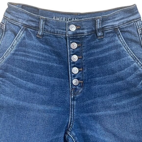 AMERICAN EAGLE Stretch High-Rise Button-Fly Mom Jeans - Size 2 Short - Picture 3 of 10